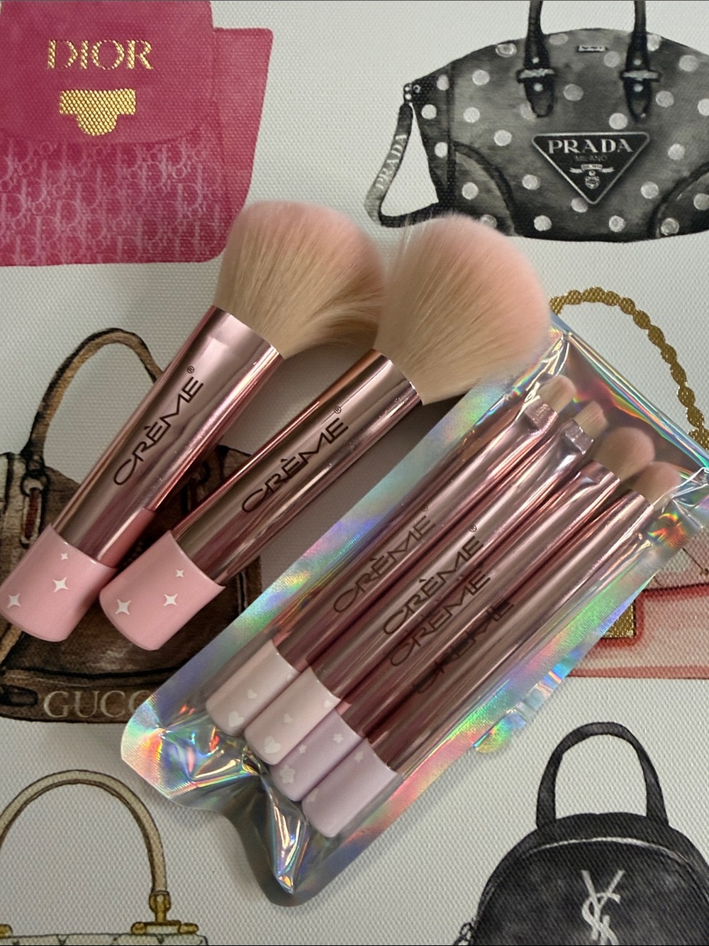 S The Crème 6-Piece Pink and Rose Gold Makeup Brush Set - NWOT